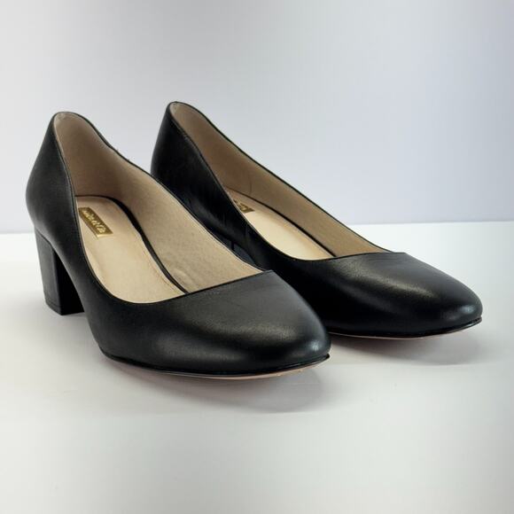 Louise et Cie Block Heel Pumps Black Leather Women Size 10 Minimalist Preppy - Picture 1 of 11